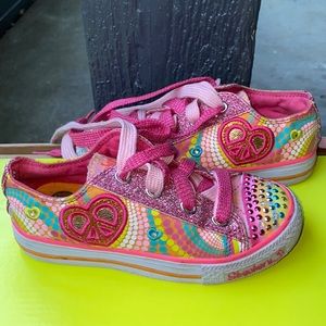 Girls sparkly pink Skechers shoes (gently used)